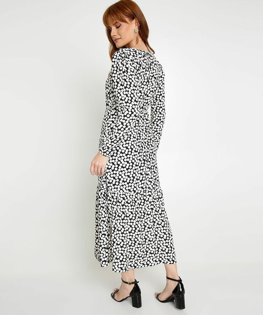 Vestido Midi Feminino Estampa Poá Manga 7/8 Marisa