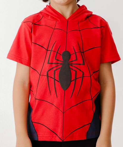 Camiseta Infantil Capuz Homem Aranha Marvel Tam 4 a 10