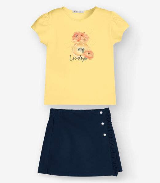 Image_Conjunto Blusa com Shorts Saia Menina Trick Nick Amarelo