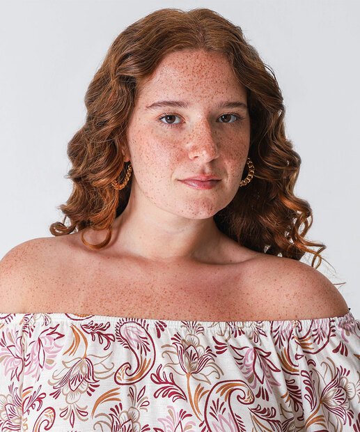 Blusa Ciganinha Plus Size Feminina Paisley Marisa Off White