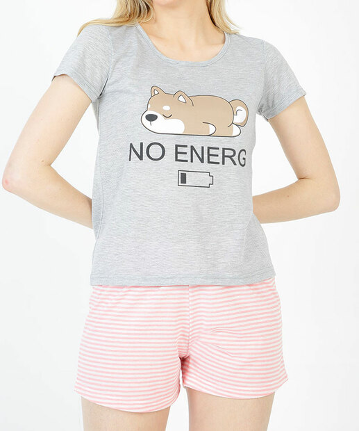Pijama Feminino Estampa Urso Listrada Manga Curta Marisa
