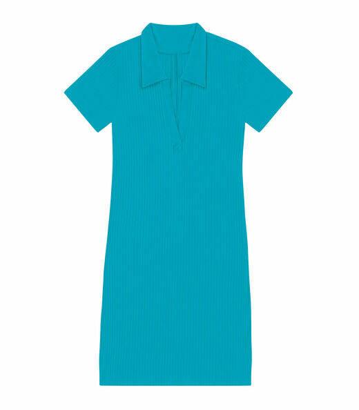 Vestido De Ribana Canelado Feminino Endless Azul