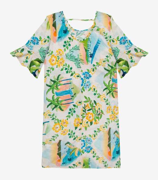 Vestido Feminino Estampado Infinita Cor Bege