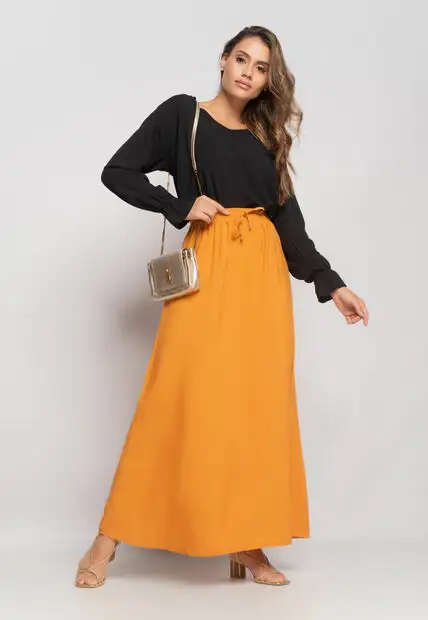 Image_Blusa Gola V Manga Babado Viscolinho Preto Salvatore