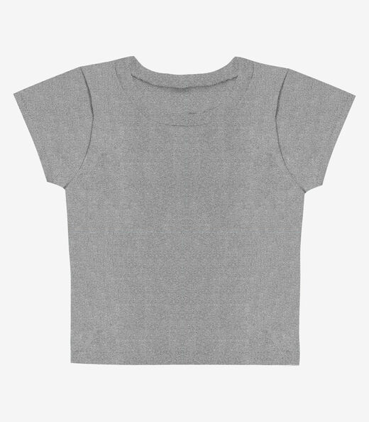 Blusa Básica Infantil Manga Curta Lisa Soletex Cinza
