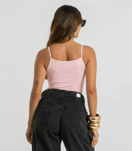 Blusa de Alça Feminina Em Poliamida Dianna Rosa