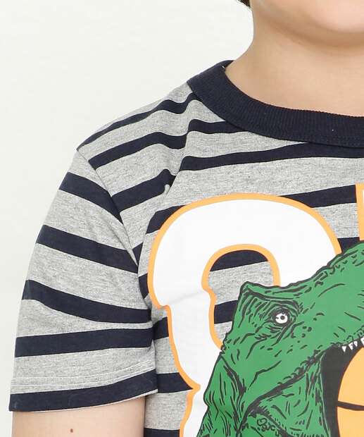 Camiseta Infantil Estampa Dinossauro MR Tam 2 a 14
