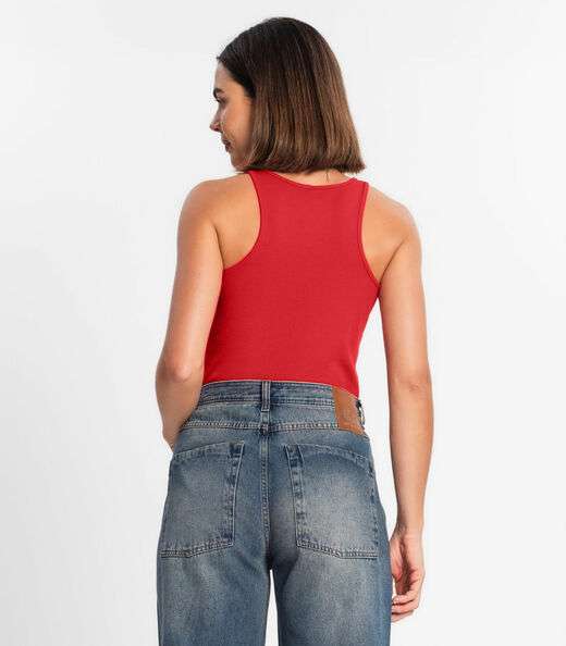 Regata Feminina Em Ribana Rovitex Vermelho