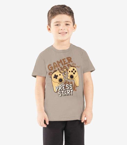 Camiseta Infantil Meia Malha Rovi Kids Marrom