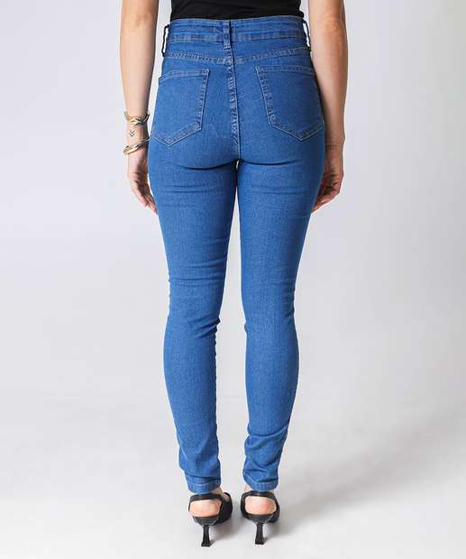 Calça Jeans Skinny Feminina Cintura Alta Marisa Azul 