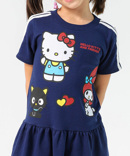 Vestido Infantil Hello Kitty E Amigos Sanrio Tam 4 a 10 Azul