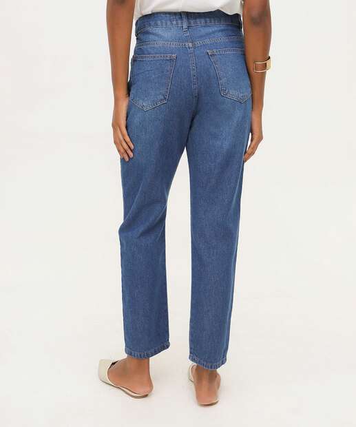 Calça Mom Jeans Bolsos 