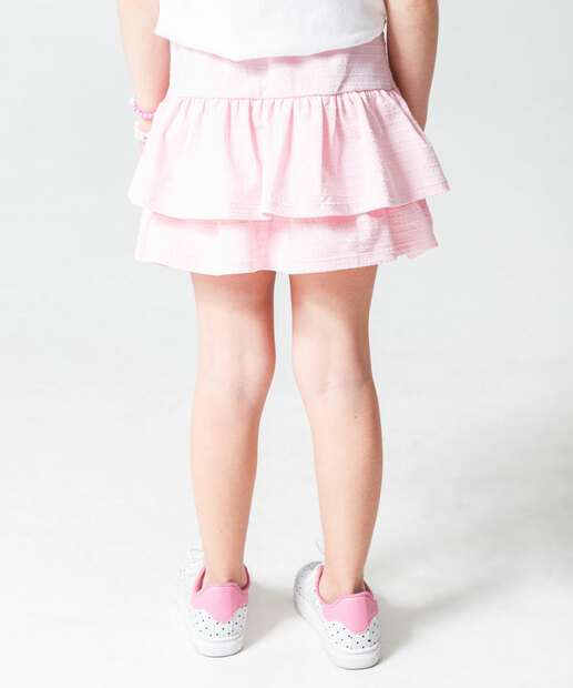 Saia Infantil Babados Textura Marisa Tam 1 a 3 Rosa