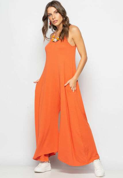 Macacão Alcinha Pantalona Malha Telha Salvatore