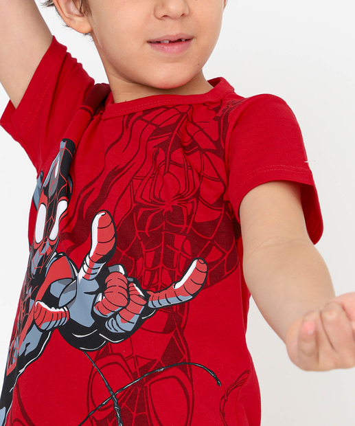 Camiseta Infantil Homem Aranha Marvel Tam 4 a 10 Vermelho