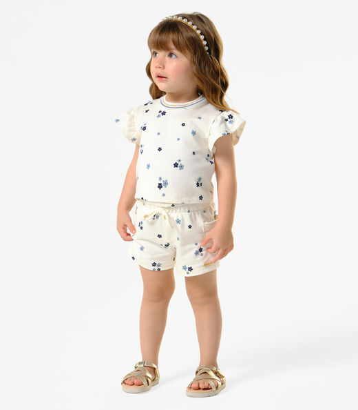 Conjunto Feminino Blusa Com Shorts Trick Nick Bege