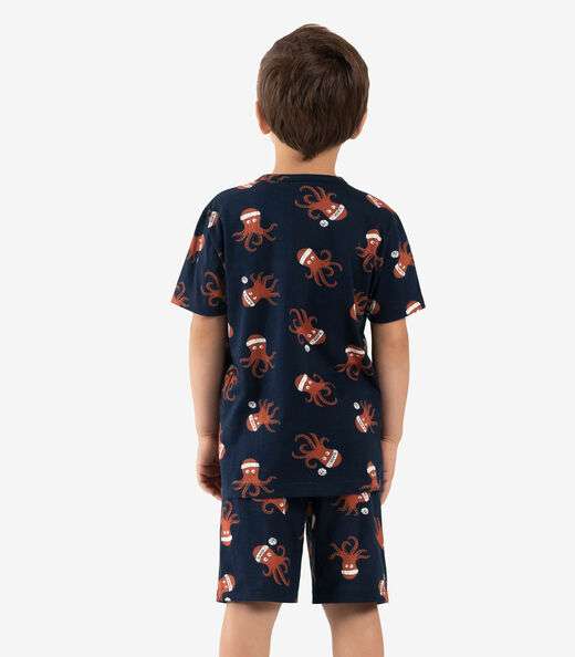 Pijama Infantil Masculino Meia Malha Rovi Kids Azul