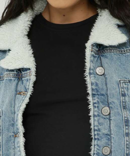 Jaqueta Feminina Jeans Pelúcia Marisa