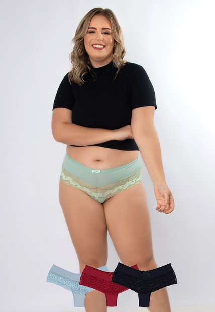 Image_Kit 3 Calcinhas Graça Plus Size Microfibra Concept Lingerie Multicolorido