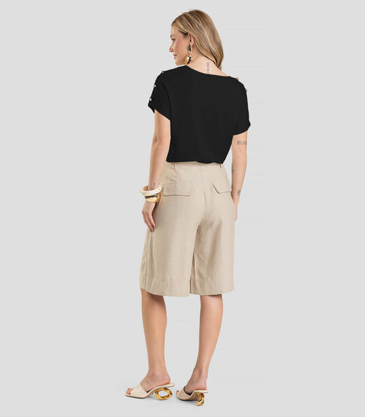Blusa Feminina Com Botões Dianna Preto