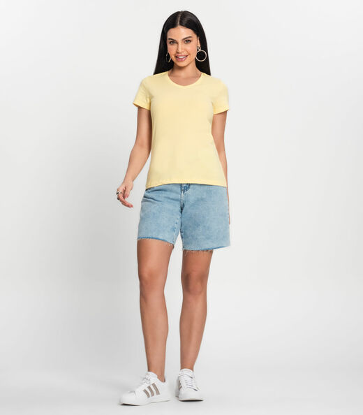 Blusa Feminina Meia Malha 30 Básica KO Amarelo