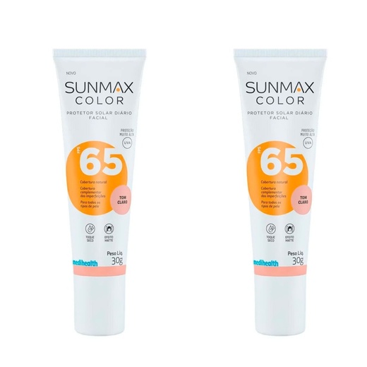 Image_Kit com 2 Unidades de Protetor Solar Facial Sunmax Color FPS 65 Tom Claro 30g