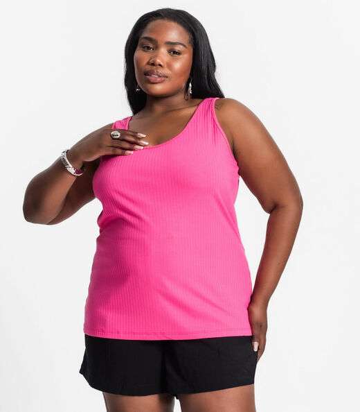 Image_Regata Plus Size Em Ribana Canelada Secret Glam Rosa