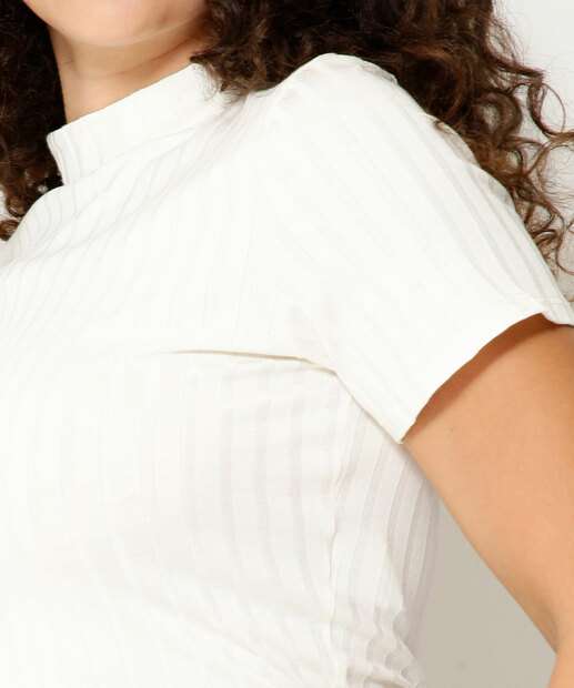 Blusa Cropped Feminina Canelada Gola Alta Marisa
