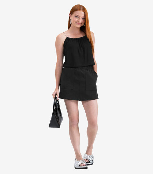 Blusa de Alça Juvenil em Viscose Maquinetada Minty Preto