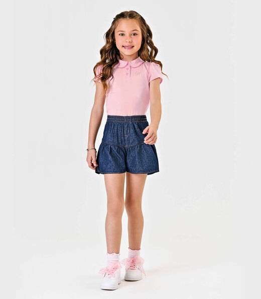 Shorts Menina Jeans Trick Nick Azul