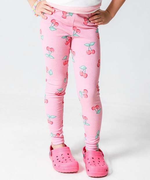 Calça Infantil Legging Estampa Cereja Marisa Tam 4 a 10 Rosa