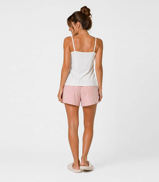 Pijama Feminino Blusa De Alça E Short Infinita Cor Rosa