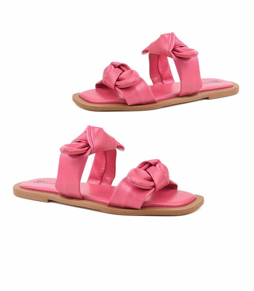 Sandália Rasteirinha Detalhe Nó Select Rosa