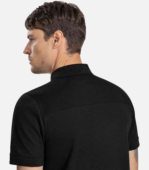 Polo Masculina Malha Maquinetada Diametro Preto
