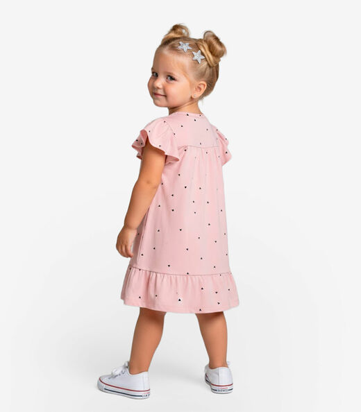 Vestido Infantil Com Manga Godê Select Rosa