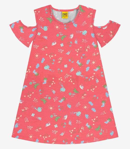 Vestido infantil em Meia Malha Rovi Kids Rosa