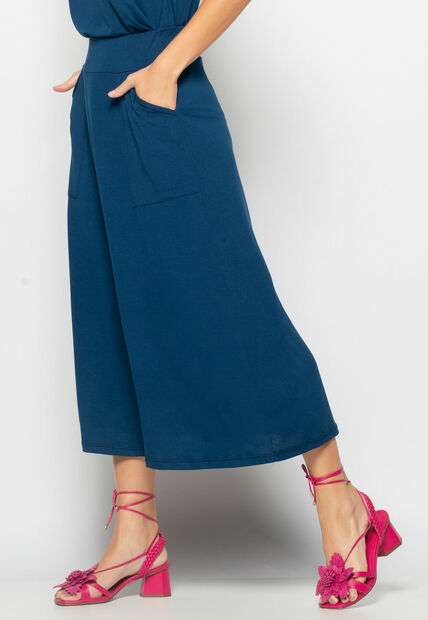 Conjunto Regata Drapeada e Saia Midi Malha Marinho Salvatore