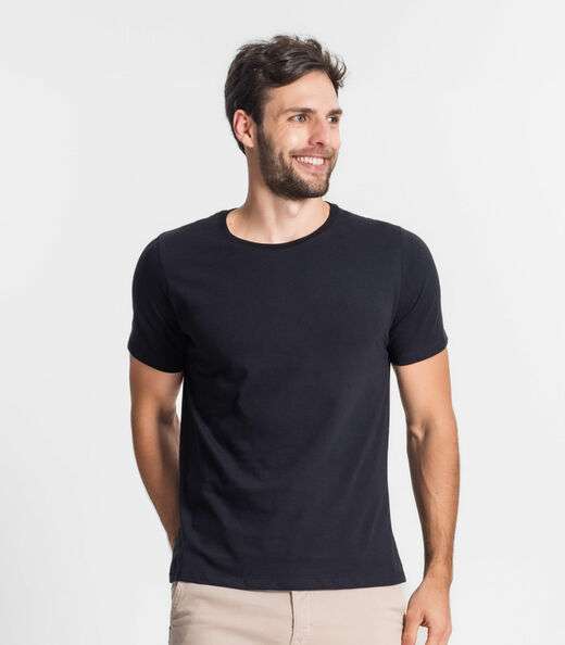 Image_Camiseta Masculina Básica Meia Malha Diametro Preto