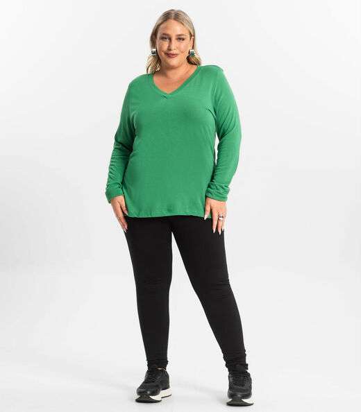 Blusa Manga Longa Visco Tricot Secret Glam Verde