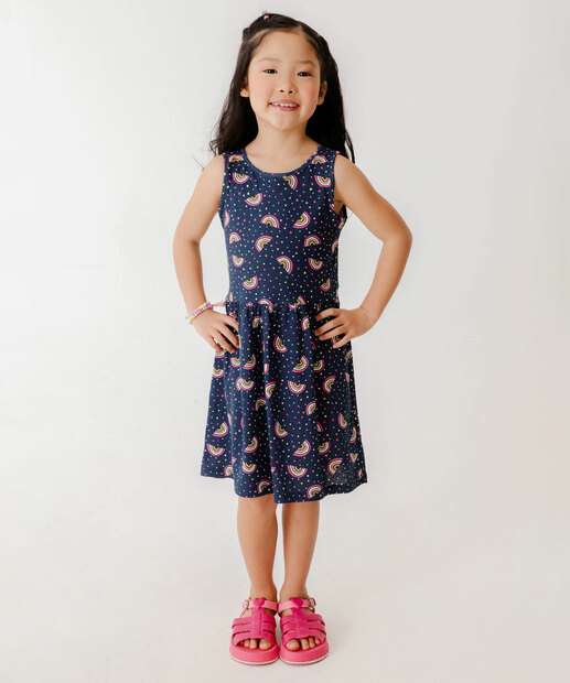Vestido Infantil Arco-íris Sem Manga Marisa Tam 4 a 10