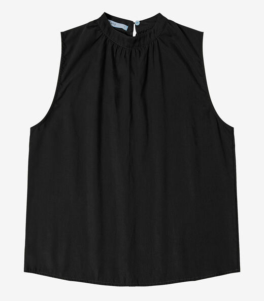 Regata Feminina Curta Com Gola Endless Preto