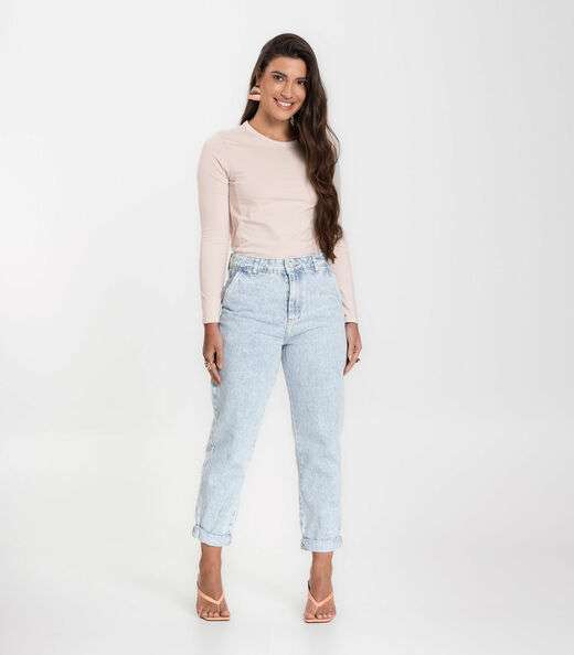 Blusa Manga Longa Básica Select Bege