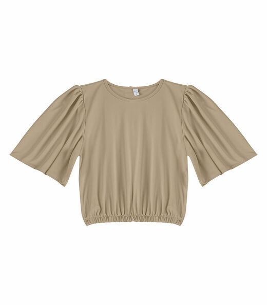 Blusa Feminina Com Franzido Na Manga Infinita Cor Bege