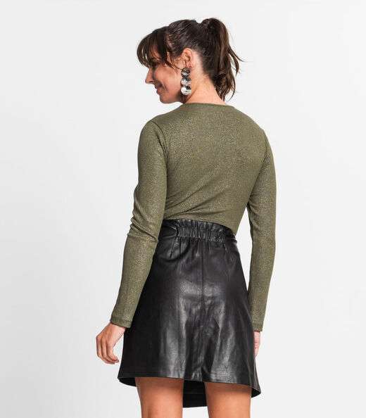 Blusa Feminina Em Ribana Canelada Lurex Rovitex Verde