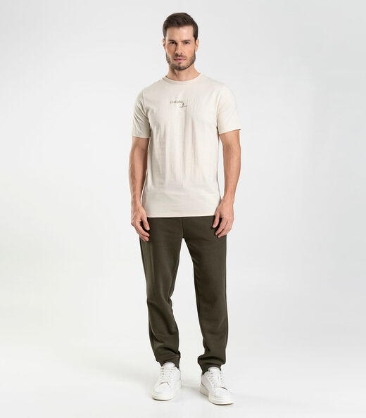 Camiseta Masculina Com Estampa Localizada Diametro Bege