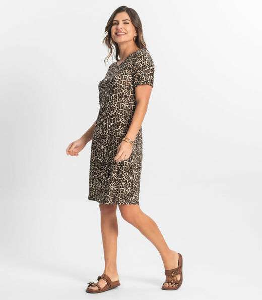 Vestido Feminino Estampado Select Bege