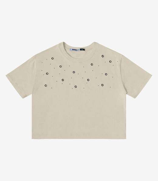 T- Shirt Meia Malha Feminina Minty Bege