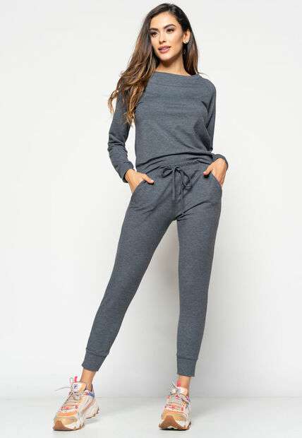 Casaco  Comfy Com Gola Canoa Moletinho Grafite