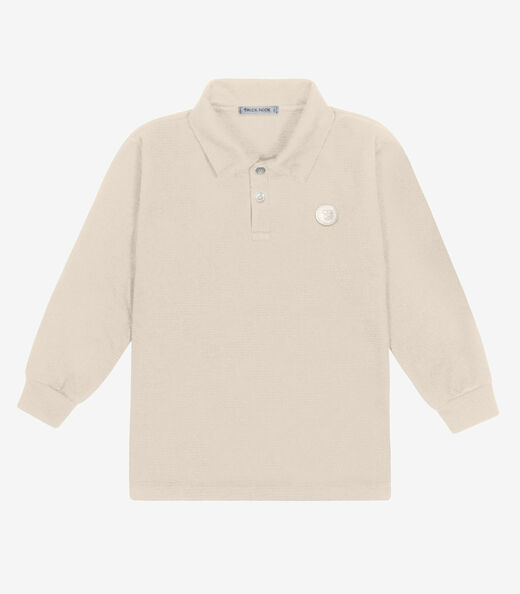 Image_Polo Infantil Manga Longa Masculina Trick Nick Bege