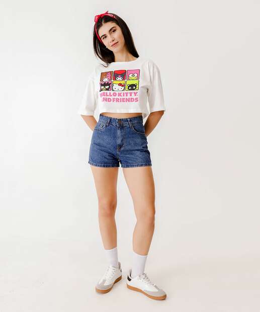 Short Jeans Feminino Cintura Alta Marisa